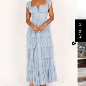 Blue Ruffled Maxi Dress